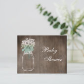 Mason Jar & Wild Flowers Rustic Baby shower Kaart (Staand voorkant)