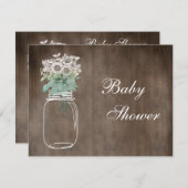 Mason Jar & Wild Flowers Rustic Baby shower Kaart (Voorkant / Achterkant)