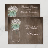 Mason Jar & Wild Flowers Rustic Vrijgezellenfeest Kaart (Voorkant / Achterkant)