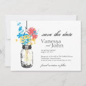  Mason Jar & Wild Flowers Save the Date (Voorkant)
