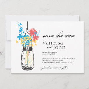  Mason Jar & Wild Flowers Save the Date
