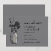  Mason Jar & Wild Flowers Save the Date (Voorkant / Achterkant)