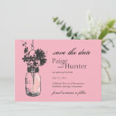 Mason Jar & Wild Flowers Save the Date (Staand voorkant)