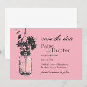 Mason Jar & Wild Flowers Save the Date (Voorkant / Achterkant)