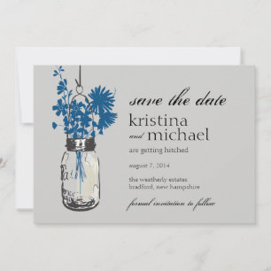 Mason Jar & Wild Flowers Save the Date