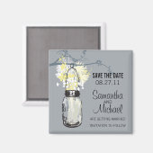  Mason Jar & Wild Flowers Save the Date Magneet (Voorkant / Achterkant)