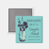  Mason Jar & Wild Flowers Save the Date Magneet (Voorkant / Achterkant)