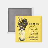  Mason Jar & Wild Flowers Save the Date Magneet (Voorkant / Achterkant)