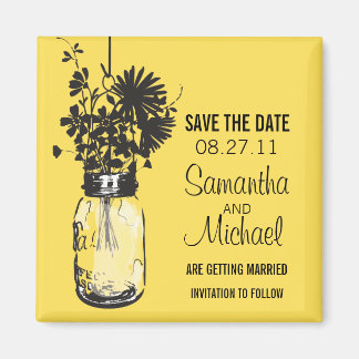  Mason Jar & Wild Flowers Save the Date Magneet