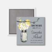Mason Jar & Wild Flowers Save the Date Magneet (Voorkant / Achterkant)