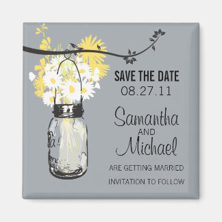  Mason Jar & Wild Flowers Save the Date Magneet