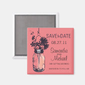  Mason Jar & Wild FlowersSave the Date Magneet (Voorkant / Achterkant)