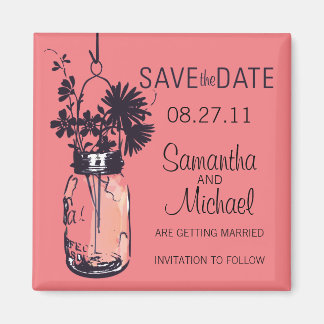  Mason Jar & Wild FlowersSave the Date Magneet
