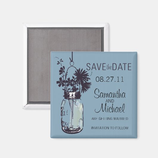  Mason Jar & Wild FlowersSave the Date Magneet (Voorkant / Achterkant)