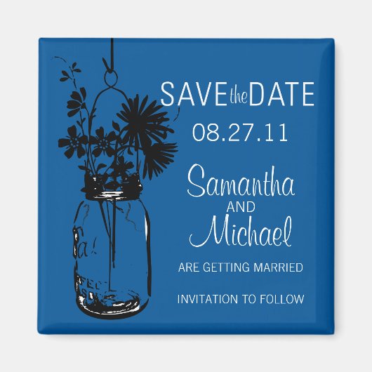  Mason Jar & Wild FlowersSave the Date Magneet (Voorkant)