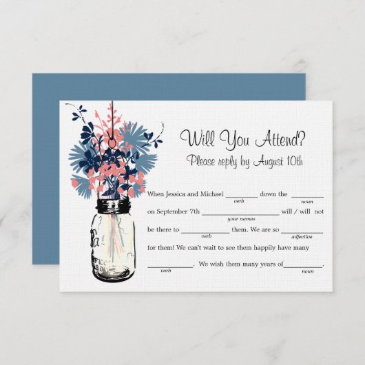 Mason Jar Wildbloemen LIB RSVP (Voorkant / Achterkant)