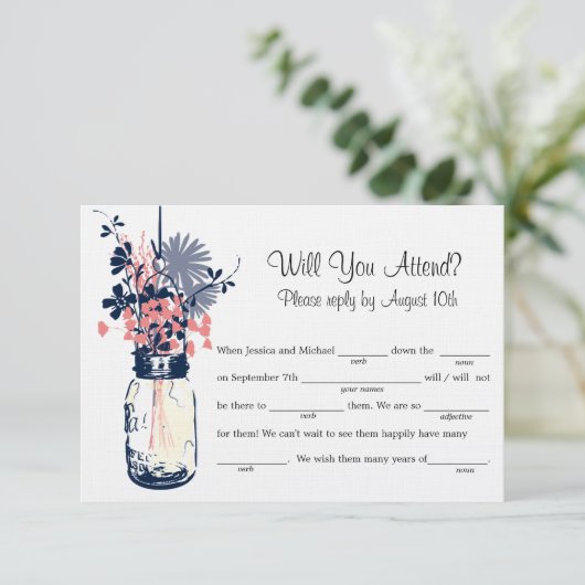 Mason Jar Wildbloemen LIB RSVP (Staand voorkant)