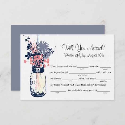 Mason Jar Wildbloemen LIB RSVP (Voorkant / Achterkant)