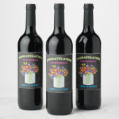 Mason Jar wilde bloemen Gefeliciteerd wijn label Wijn Etiket (Flessen)