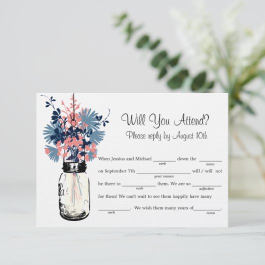 Mason Jar Wilde Bloemen LIB RSVP (Staand voorkant)
