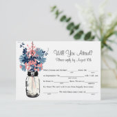 Mason Jar Wilde Bloemen LIB RSVP Kaartje (Staand voorkant)