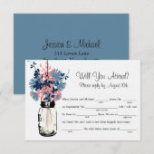 Mason Jar Wilde Bloemen LIB RSVP Kaartje (Voorkant / Achterkant)