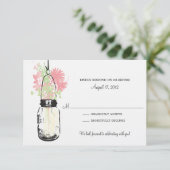Mason Jar & Wilde Bloemen RSVP Kaart (Staand voorkant)