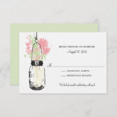Mason Jar & Wilde Bloemen RSVP Kaart (Voorkant / Achterkant)