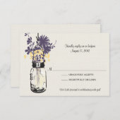 Mason Jar & Wilde Bloemen RSVP Kaart (Voorkant / Achterkant)