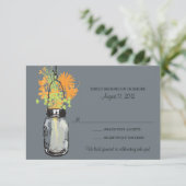Mason Jar & Wilde Bloemen RSVP Kaart (Staand voorkant)