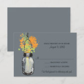 Mason Jar & Wilde Bloemen RSVP Kaart (Voorkant / Achterkant)