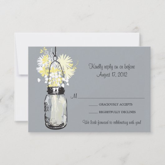 Mason Jar & Wilde Bloemen RSVP Kaart (Voorkant)