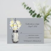 Mason Jar & Wilde Bloemen RSVP Kaart (Staand voorkant)