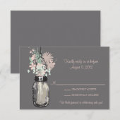 Mason Jar & Wilde Bloemen RSVP Kaart (Voorkant / Achterkant)