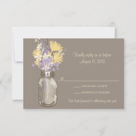 Mason Jar & Wilde Bloemen RSVP Kaart (Voorkant)