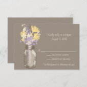 Mason Jar & Wilde Bloemen RSVP Kaart (Voorkant / Achterkant)
