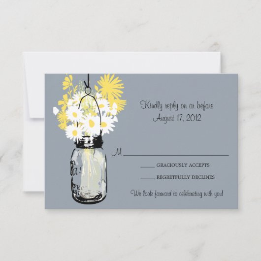 Mason Jar & Wilde Bloemen RSVP Kaart (Voorkant)