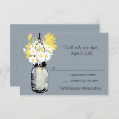 Mason Jar & Wilde Bloemen RSVP Kaart (Voorkant / Achterkant)