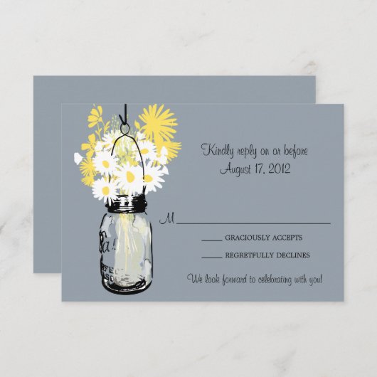 Mason Jar & Wilde Bloemen RSVP Kaart (Voorkant / Achterkant)