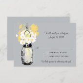 Mason Jar & Wilde Bloemen RSVP Kaart (Voorkant / Achterkant)