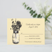 Mason Jar & Wilde Bloemen RSVP Kaart (Staand voorkant)