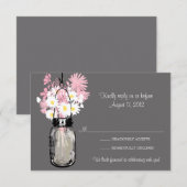 Mason Jar & Wilde Bloemen RSVP Kaart (Voorkant / Achterkant)
