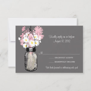 Mason Jar & Wilde Bloemen RSVP Kaart