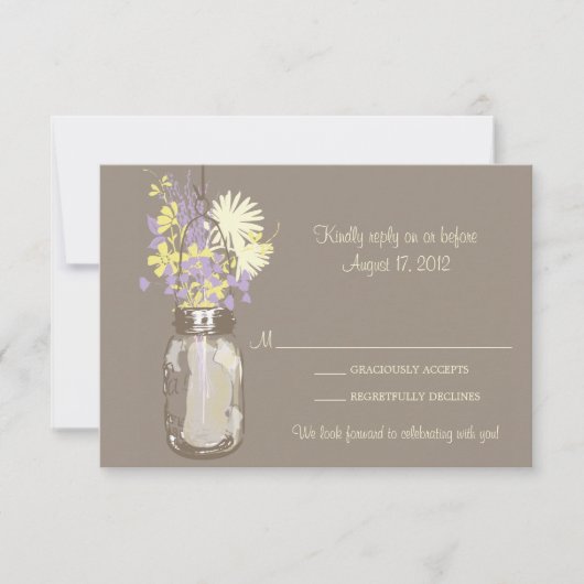 Mason Jar & Wilde Bloemen RSVP Kaart (Voorkant)