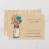 Mason Jar & Wilde Bloemen RSVP Kaart (Voorkant / Achterkant)