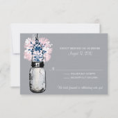 Mason Jar & Wilde Bloemen RSVP Kaart (Voorkant)