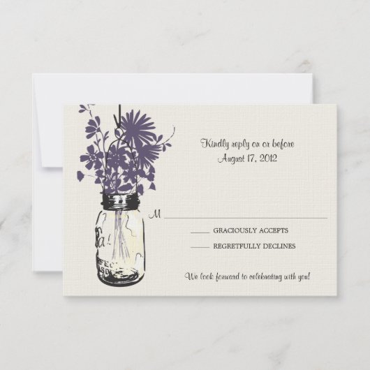 Mason Jar & Wilde Bloemen RSVP Kaart (Voorkant)