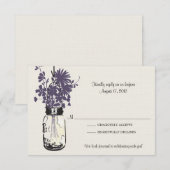 Mason Jar & Wilde Bloemen RSVP Kaart (Voorkant / Achterkant)