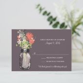 Mason Jar & Wilde Bloemen RSVP Kaart (Staand voorkant)