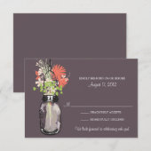 Mason Jar & Wilde Bloemen RSVP Kaart (Voorkant / Achterkant)